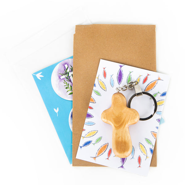 Logbuch-Verlag kleines Geschenk zu Taufe Kommunion Konfirmation - Schutzengel Schlüsselanhänger mit Karte A7