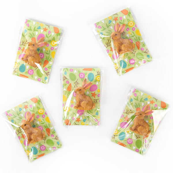 5 Mini Ostergeschenke Osterhasen mit Karte braun bunt - Foto 1