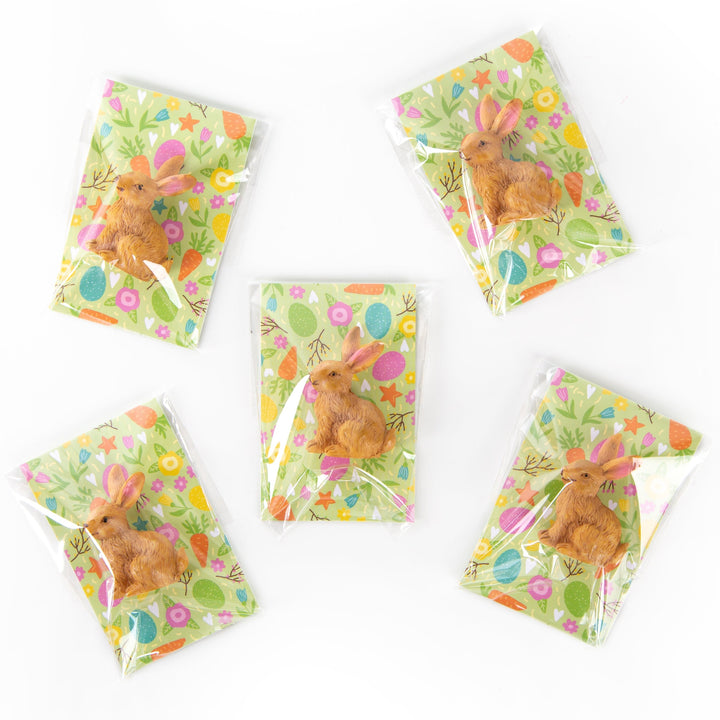 5 Mini Ostergeschenke Osterhasen mit Karte braun bunt - Foto 1
