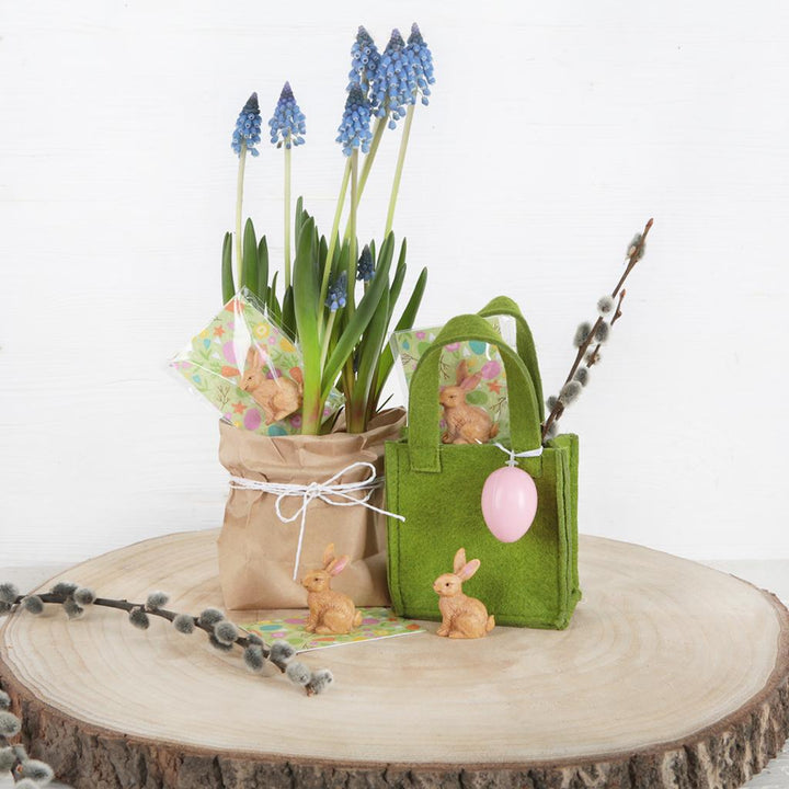 5 kleine Geschenktaschen Filz 10 x 10 cm grün Geschenk - Foto 4