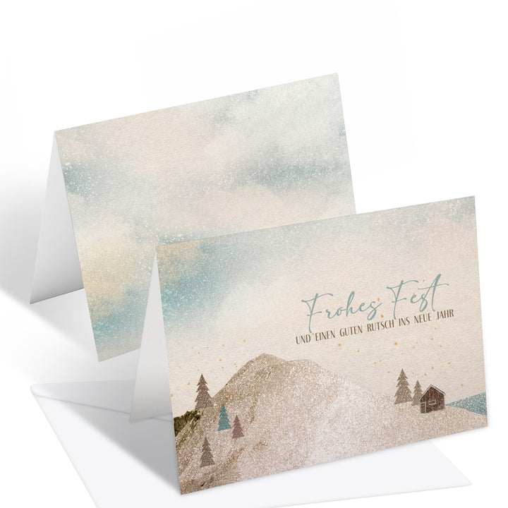 10 Weihnachtskarten mit Umschlag im Set DIN A6 quer modern hygge Frohes Fest - Foto 1