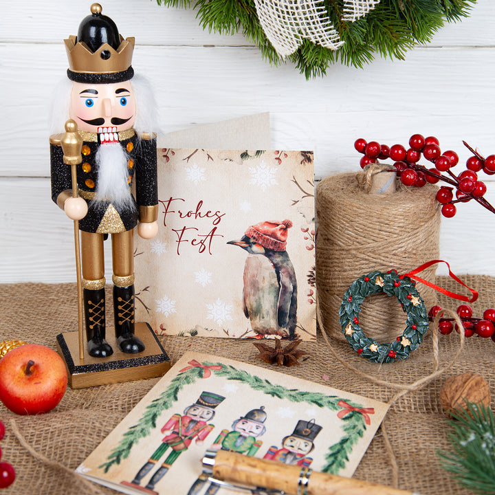 4 nostalgie Weihnachtskarten ohne Text quadratisch beige vintage mit Kuvert - Foto 3