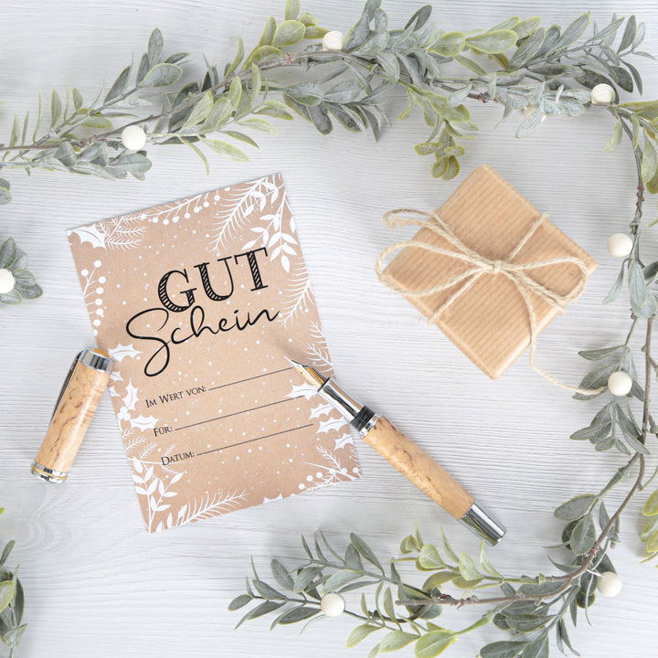 10 Weihnachtsgutscheine DIN A6 Kraftpapier-Optik Weihnachten - Foto 2