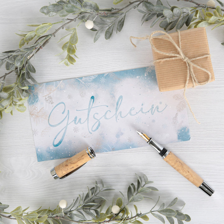 10 x Gutschein blanko zum Ausfüllen Weihnachtsgutschein blau - Foto 2