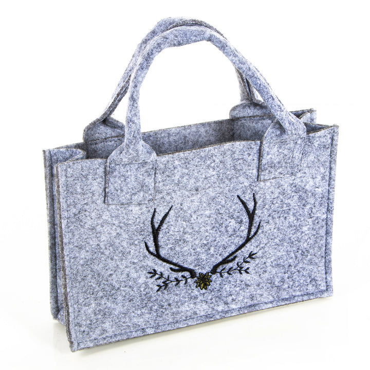 Filztasche rustikal grau mit Hirsch Geweih 21x14x6cm - Foto 1