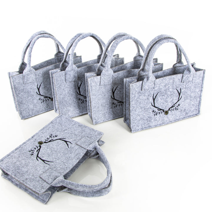Filztasche rustikal grau mit Hirsch Geweih 21x14x6cm - Foto 3