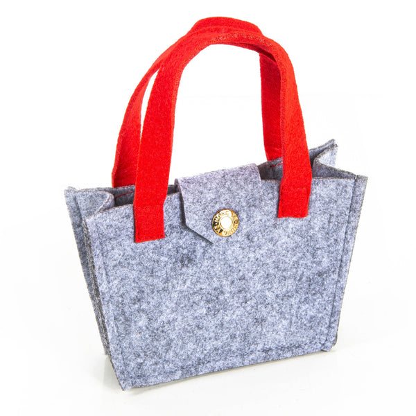 kleine Filztasche rot grau mit Verschluss&Henkel 15x11cm - Foto 1