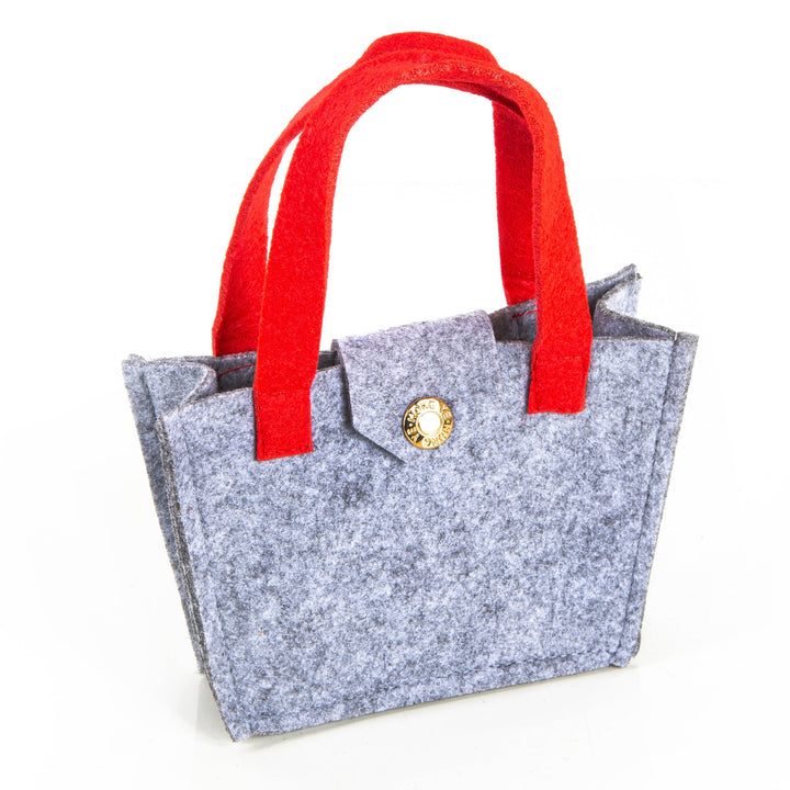 kleine Filztasche rot grau mit Verschluss&Henkel 15x11cm - Foto 1