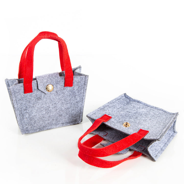kleine Filztasche rot grau mit Verschluss&Henkel 15x11cm - Foto 2