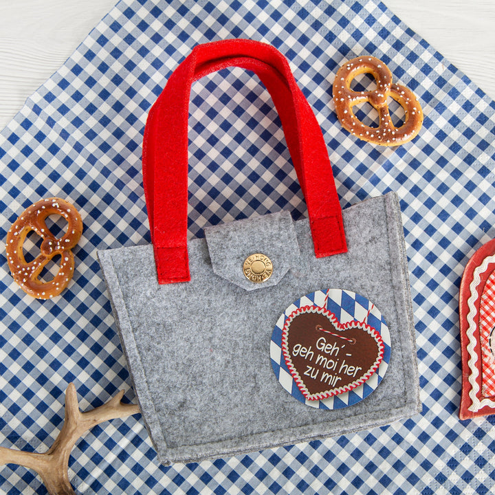 kleine Filztasche rot grau mit Verschluss&Henkel 15x11cm - Foto 4