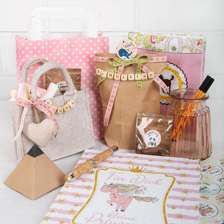 5 kleine Geschenktasche Filz 15x12cm Verpackung beige creme - Foto 3