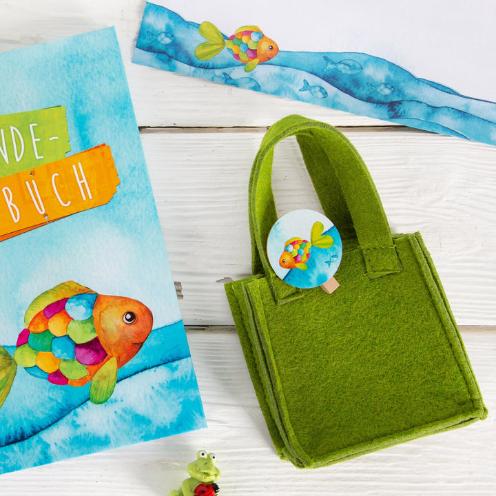 5 kleine Geschenktaschen Filz 10 x 10 cm grün Geschenk - Foto 5