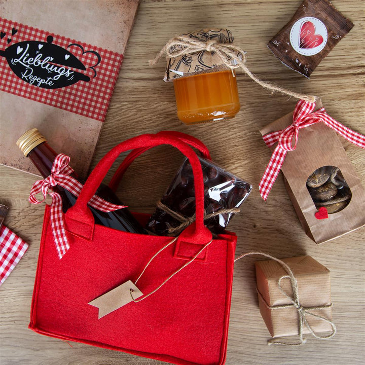 Geschenktasche rot mit Henkel Filztasche 14x21x6cm - Foto 2