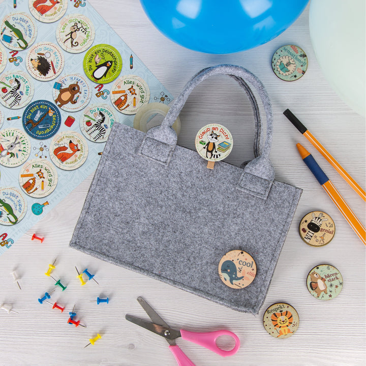 Geschenktasche aus Filz grau 21x14x6cm neutral rustikal - Foto 2