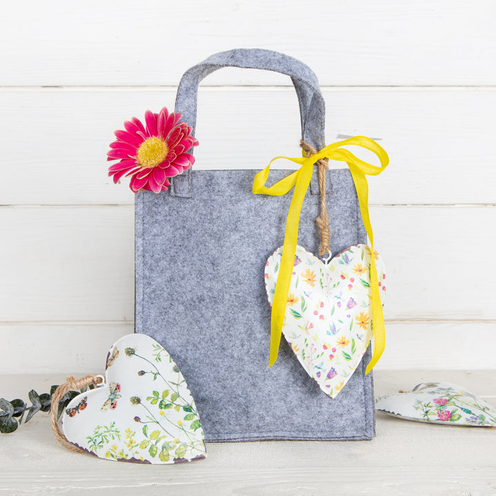 3 Metallherzen zum Aufhängen bunt floral Deko 11 cm - Foto 2