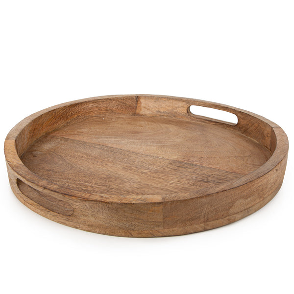 Großes Holz Tablett Schale Serviertablett mit 40 cm rund in Natur als Deko Teller zum Befüllen für EIN Geschenk - Foto 1