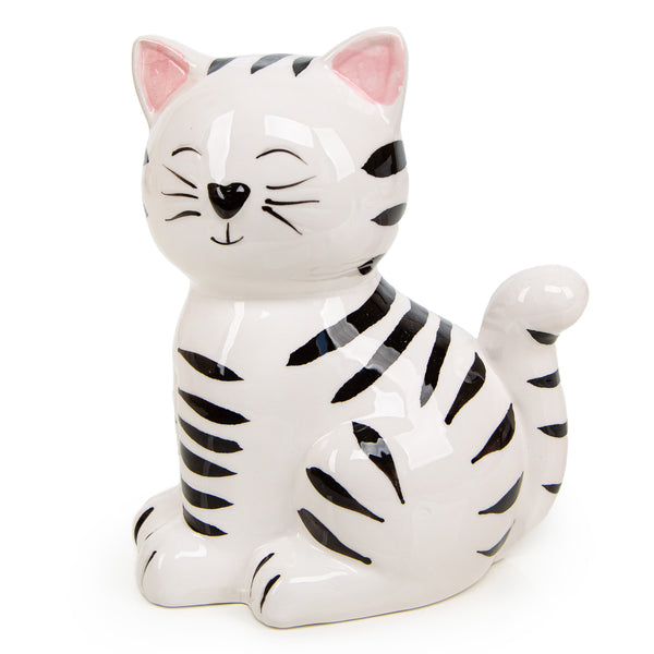Katze Spardose aus Keramik schwarz weiß Geschenk Mädchen Geldgeschenk Katzenliebhaber 18 cm - Foto 1