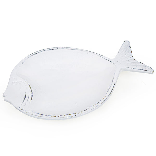 Holzschale weiß maritim Fisch Tischdeko für Schmuck Schlüssel Geschenk Tablett Shabby Chic Badezimmer 27 x 19 cm - Foto 1