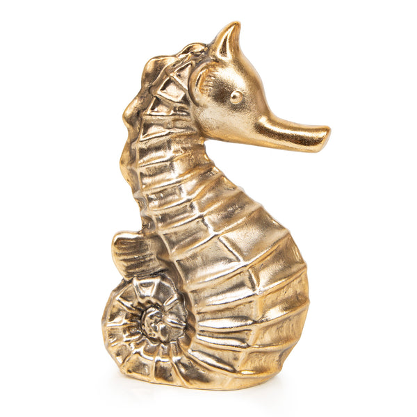 Seepferdchen Figur zum Hinstellen aus Keramik Maritime Deko Gold Geschenk Badezimmer Meer 13,5 cm - Foto 1