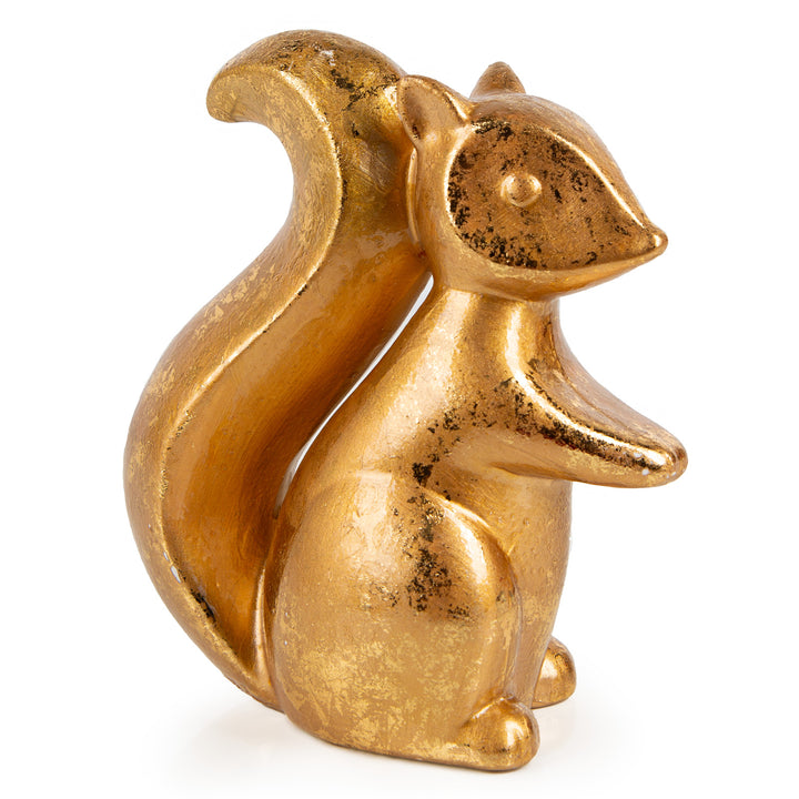 Edle Eichhörnchen Figur Herbst Deko Geschenk Weihnachten goldfarben hoch witzig 14,5 x 7 x 16 cm Keramik - Foto 1