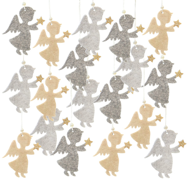 Filzengel Anhänger Set 18 Stück Weihnachtsdeko zum Hängen 7,5 cm