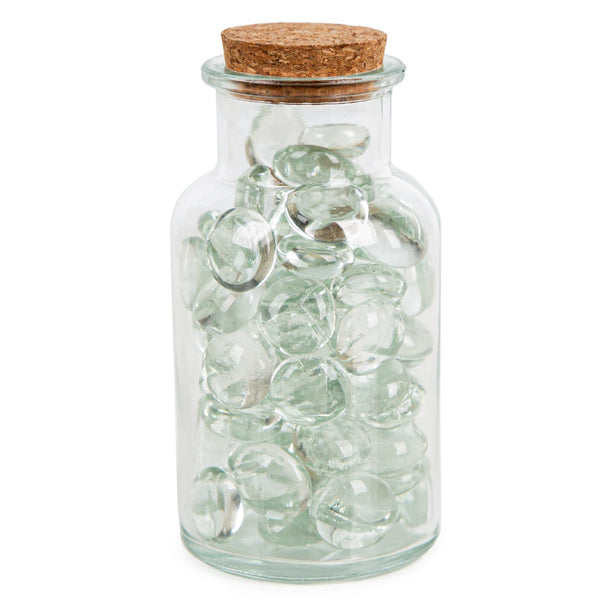 dekosteine glas aus 400 g – klare Mini Glasnuggets 2 cm – Logbuch-Verlag Tisch Regal Arbeitsplatte Tasse