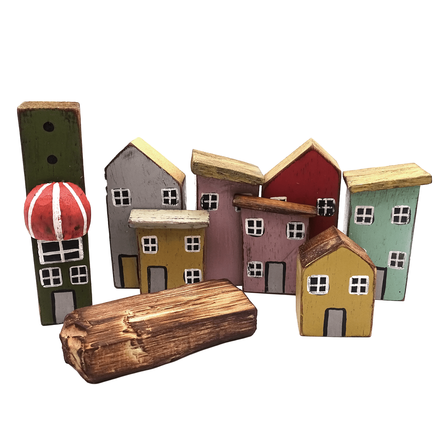 Logbuch-Verlag Holzhäuser 6er-Set Vintage 29x4x12 cm – Dekofigur Häuse