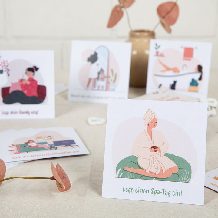 Geschenkset 26 Selbstfürsorge Karten + Selfcare Checkliste für jeden Monat - Foto 3