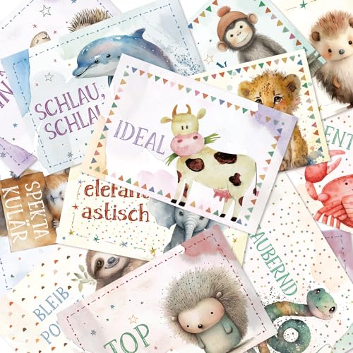 38 Affirmationskarten für Kinder - bunte Tiere - Belohnungssystem für Kinder - Foto 2