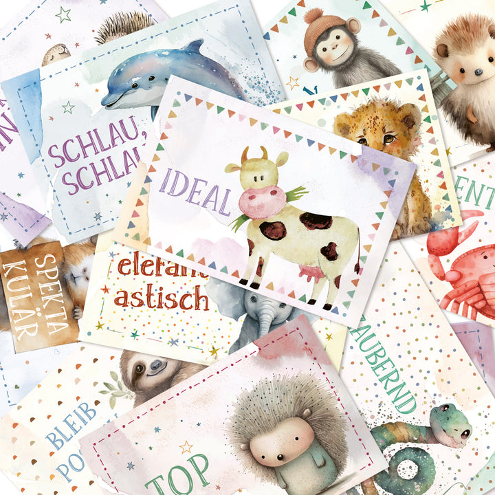 38 Affirmationskarten für Kinder - bunte Tiere - Belohnungssystem für Kinder - Foto 4