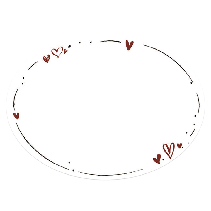 200 Etiketten Rolle oval 6x4,5cm weiß rot mit Herzen - Foto 1