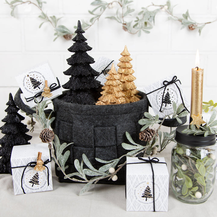 200 Weihnachtsaufkleber auf Rolle Frohe Weihnachten international schwarz gold Ø 5 cm - Foto 3