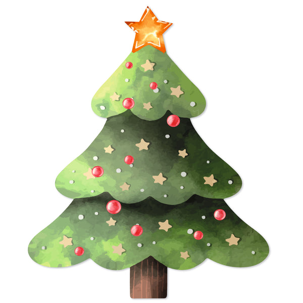 200 Weihnachtsbaum Sticker Tannenbaum Aufkleber auf Rolle grün gold 6 x 4,5 cm - Foto 1