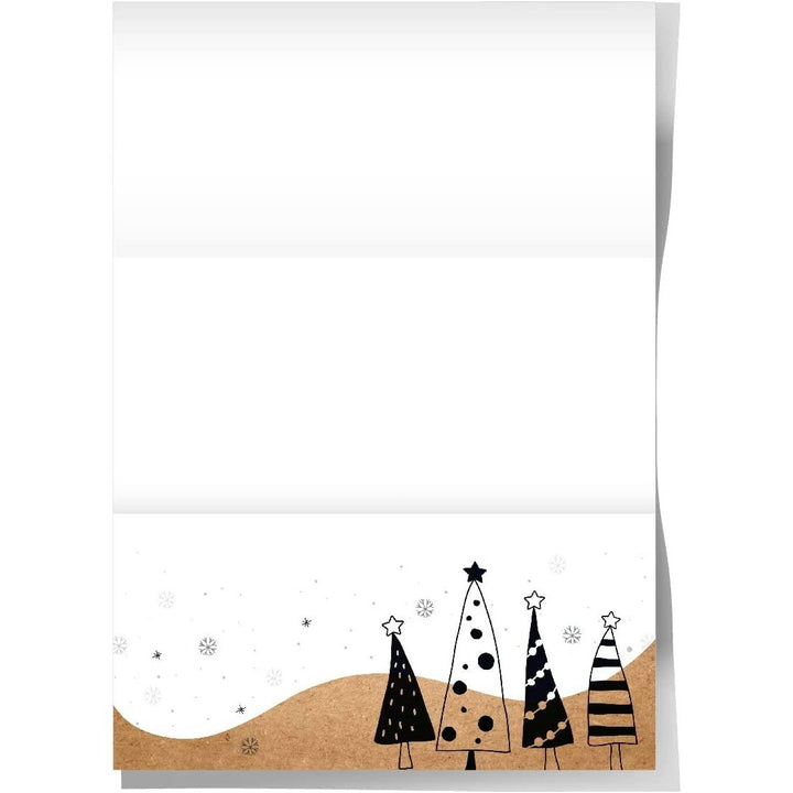 Weihnachtsbriefpapier in DIN A4 - weiß schwarz braun Kraftpapieroptik - Foto 1