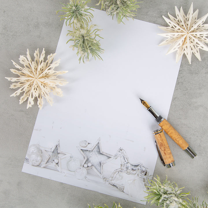 Edles Briefpapier Weihnachten weiß silber DIN A4 50 Blatt