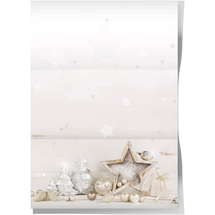 Weihnachtsbriefpapier DIN A4 - Weihnachten Briefpapier Firma silber grau - Foto 1