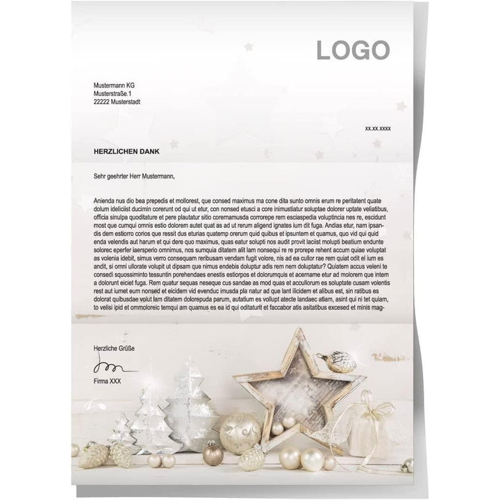 Weihnachtsbriefpapier DIN A4 - Weihnachten Briefpapier Firma silber grau - Foto 2