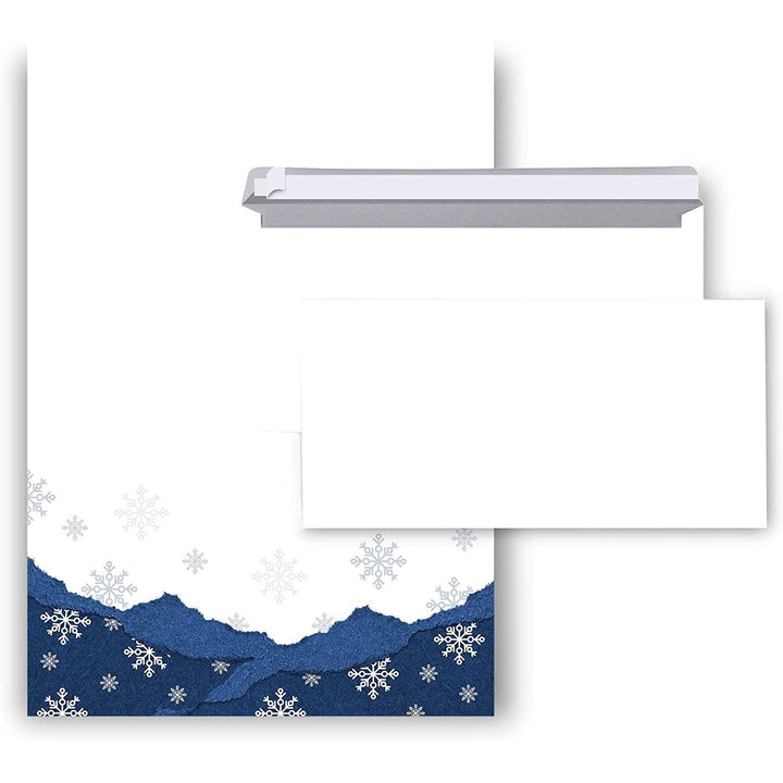 Briefpapier mit passenden Umschlägen für Weihnachten - weiß blau DIN A4 - Foto 1