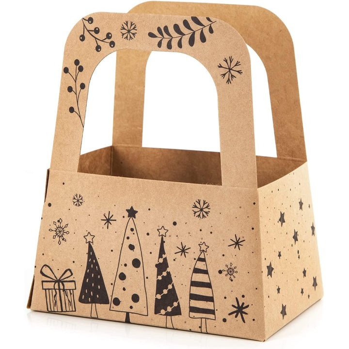 Weihnachtsgeschenk Verpackung aus Kraftpapier Weihnachtskörbchen mit Henkel - Foto 1