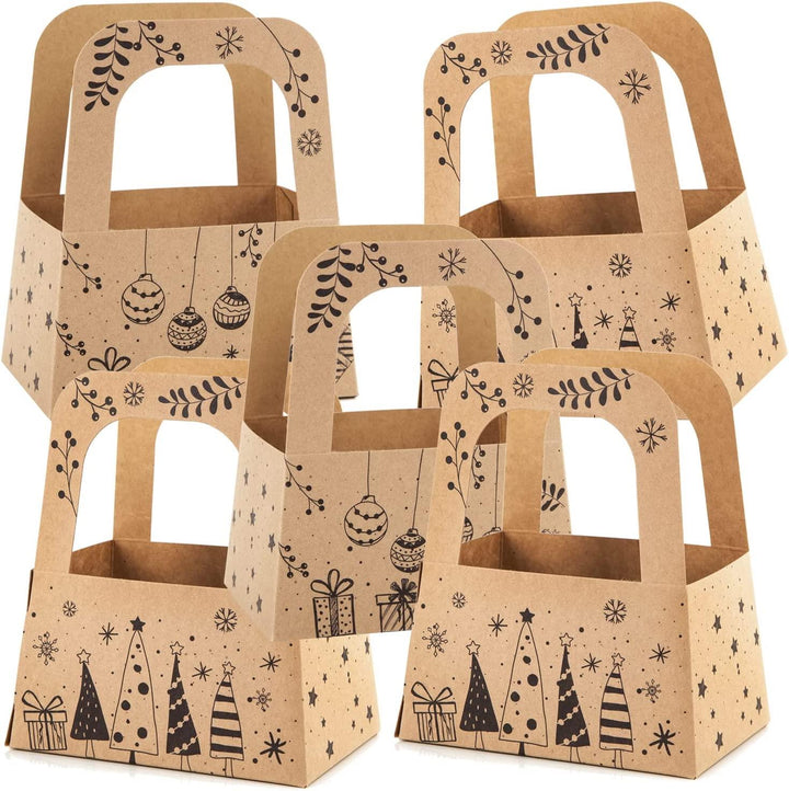 Weihnachtsgeschenk Verpackung aus Kraftpapier Weihnachtskörbchen mit Henkel - Foto 5