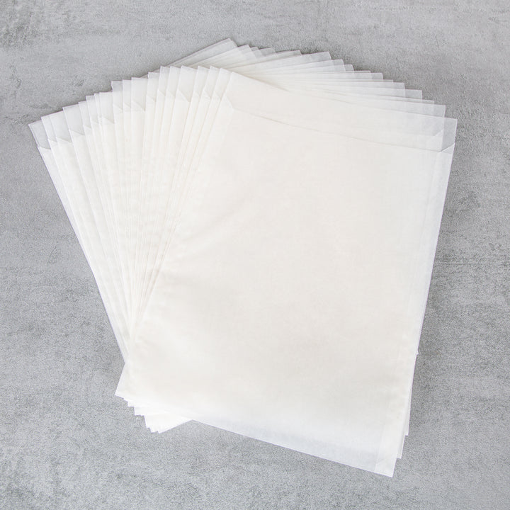 Papiertüten aus Pergamin leicht transparent 18,5 x 23 cm + 3 cm Lasche 100 Stück
