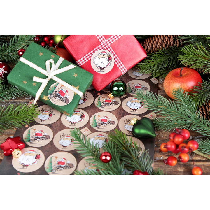 Aufkleber Weihnachtsmann "Merry Christmas" 4 cm braun rot weiß - Foto 2