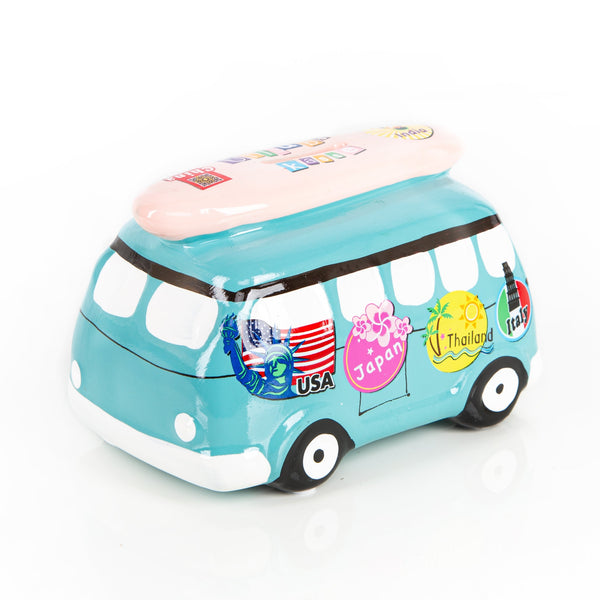 Spardose Campingbus blau 16 cm Urlaubskasse Roadtrip - Foto 1
