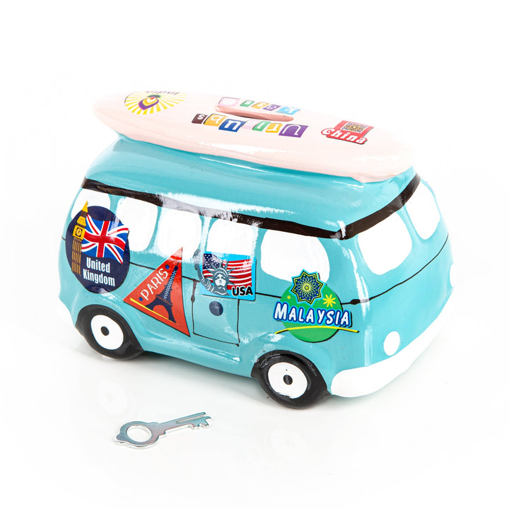 Spardose Campingbus blau 16 cm Urlaubskasse Roadtrip - Foto 2