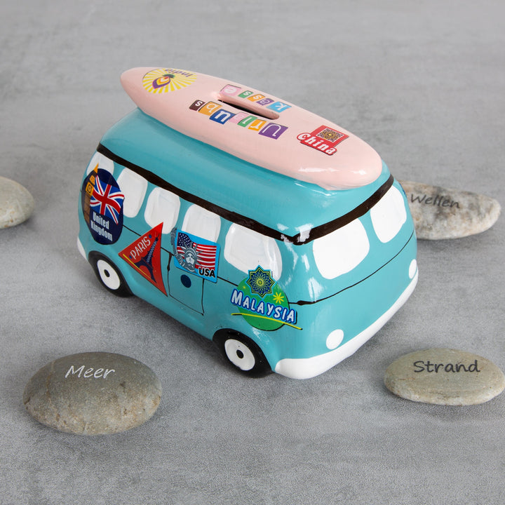 Spardose Campingbus blau 16 cm Urlaubskasse Roadtrip - Foto 3