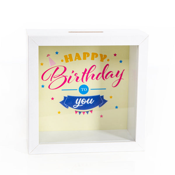 Spardose Happy Birthday Bilderrahmen Sparbüchse aus Holz - Foto 1