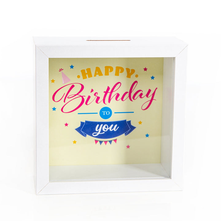 Spardose Happy Birthday Bilderrahmen Sparbüchse aus Holz - Foto 1