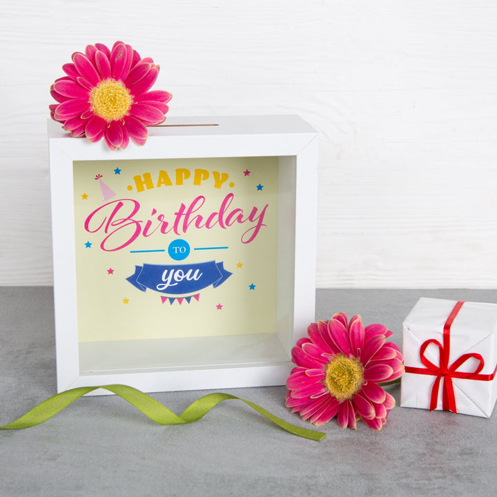 Spardose Happy Birthday Bilderrahmen Sparbüchse aus Holz - Foto 2