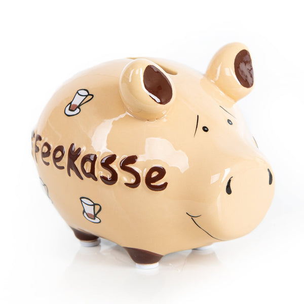 Sparschwein Kaffeekasse Spardose beige braun Kasse 12,5 cm - Foto 1