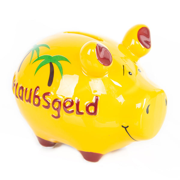Sparschwein Urlaubsgeld gelb Urlaub Palmen Geschenk 12,5 cm - Foto 1